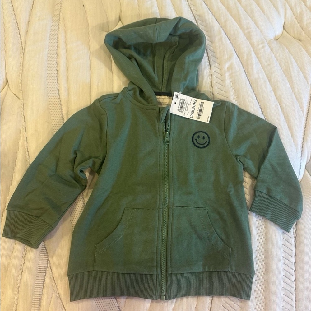 First Impressions Smiley Face Zip-Up Hoodie Size 12 Months NWT